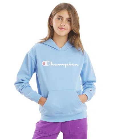 Champion Kids' Girls' 4-16 Embellished Logo Hooded Sweatshirt In Blue