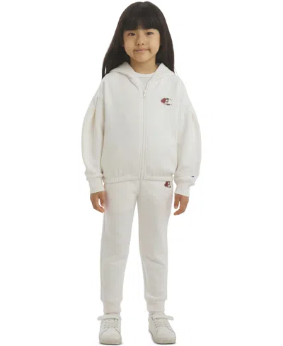 Champion Kids' Girls' 4-16 Full-zip Hoodie And Joggers, 2-piece Set In White