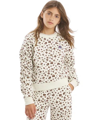 Champion Kids' Girls' 4-16 Printed Ruched Crewneck Sweatshirt In Gray
