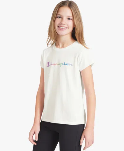 Champion Kids' Girls' 7-16 Crewneck Rainbow Logo Graphic T-shirt In White