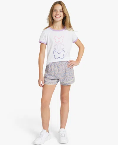 Champion Girls' 7-16 Printed Woven Varsity Pull-on Shorts In Blue