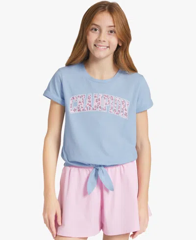 Champion Girls' 7-16 Tie-front Crewneck T-shirt In Blue