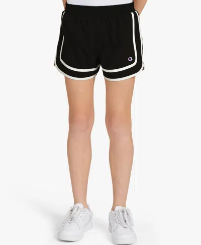 Champion Girls' 7-16 Two-tone Varsity Pull-on Shorts In Black