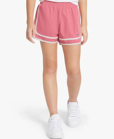 Champion Girls' 7-16 Two-tone Varsity Pull-on Shorts In Pink