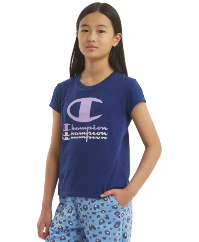 Champion Kids' Girls' 7-16 Graphic Short-sleeve T-shirt In Blue