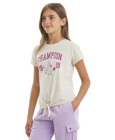 Champion Kids' Girls' 7-16 Tie Front Graphic Short-sleeve T-shirt In Multi