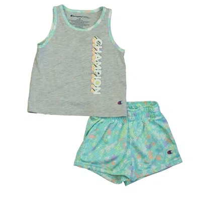 Pre-owned Champion Kids' Girls Gray Aqua Apparel Sets In Grey