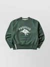 Champion Graphic Print Crew Neck Cotton Sweatshirt In Green