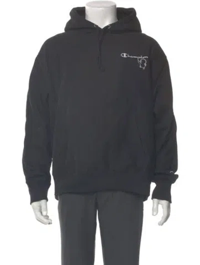 Pre-owned Champion Graphic Print Crew Neck Hoodie In Gray