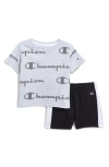 Champion Babies'  Graphic T-shirt & Mesh Shorts Set In Grey Heather