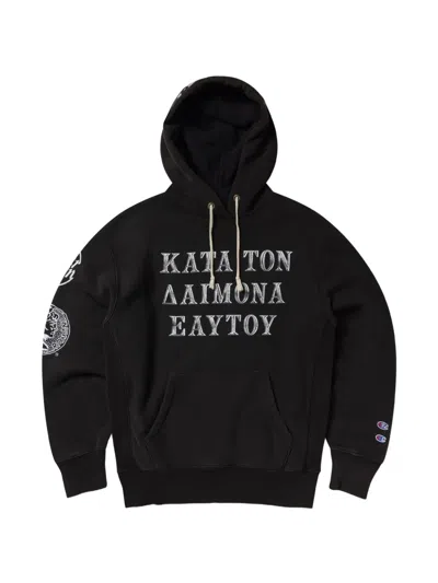 Champion Graphic-print Drawstring Hoodie In Black