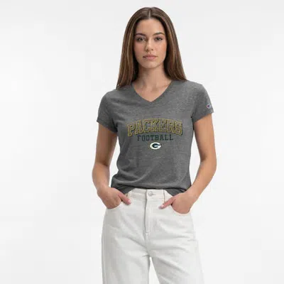 Champion Gray Green Bay Packers Triumph Tri-blend V-neck T-shirt