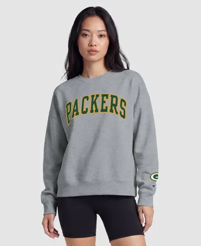 Champion Green Bay Packers Women's Contrast Lined Sweatshirt In Gray