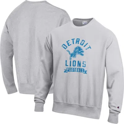 Champion Heather Gray Detroit Lions Reverse Weave Fleece Pullover Sweatshirt