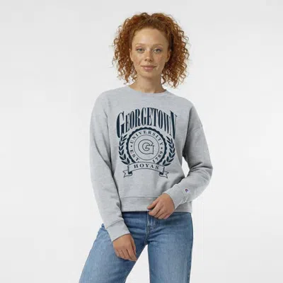 Champion Heather Gray Georgetown Hoyas Academic Crest Powerblend Crewneck Sweatshirt In Multi