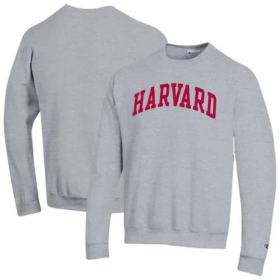 Champion Heather Gray Harvard Crimson Basic Arch Fleece Pullover Sweatshirt