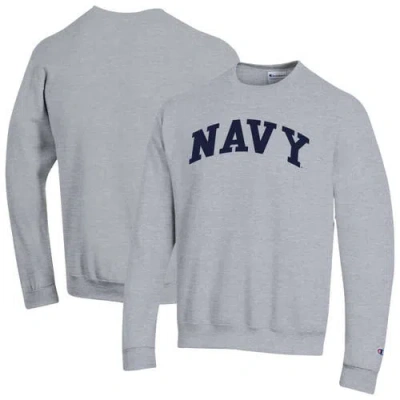 Champion Heather Gray Navy Midshipmen Basic Arch Fleece Pullover Sweatshirt