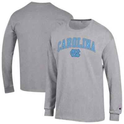 Champion Heather Gray North Carolina Tar Heels Arch Over Logo Long Sleeve T-shirt