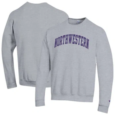 Champion Heather Gray Northwestern Wildcats Basic Arch Fleece Pullover Sweatshirt