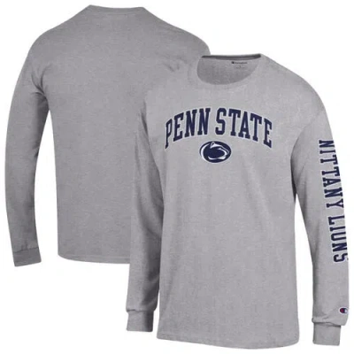 Champion Heather Gray Penn State Nittany Lions Arch Over Logo 2-hit Long Sleeve T-shirt