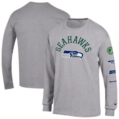 Champion Heather Gray Seattle Seahawks Seal Long Sleeve T-shirt