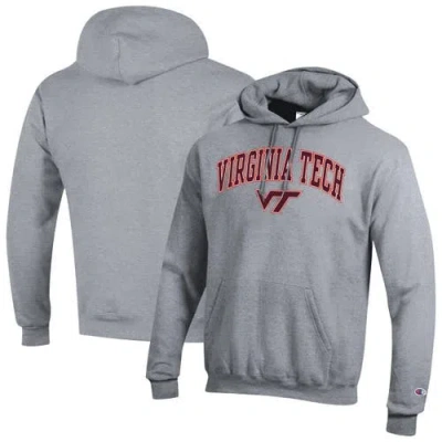 Champion Heather Gray Virginia Tech Hokies Arched Logo Fleece Pullover Hoodie