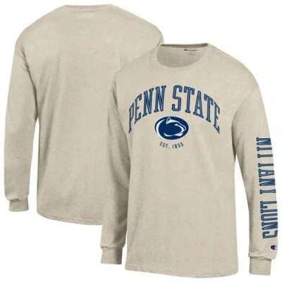 Champion Heather Oatmeal Penn State Nittany Lions Neutral Arch Long-sleeve T-shirt