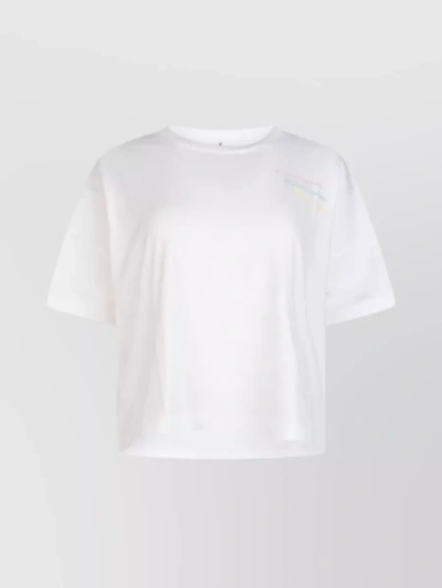 Champion Hem Crop Crew Short Sleeve Embroidered T-shirt In White