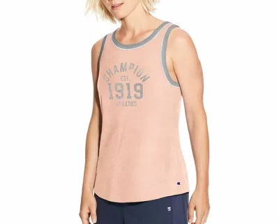 Champion Heritage Ringer Tank Top In Pale Blush Pink/gray