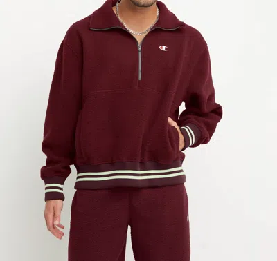 Champion High Pile Fleece Warmup Jacket In Maroon In Multi