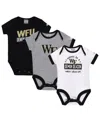 Champion Infant Boys And Girls  Black, Heather Gray Wake Forest Demon Deacons I Wanna Be Three-pack B In Black,heather Gray