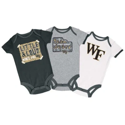 Champion Kids' Infant  Black/gray/white Wake Forest Demon Deacons 3-pack Bodysuit Set