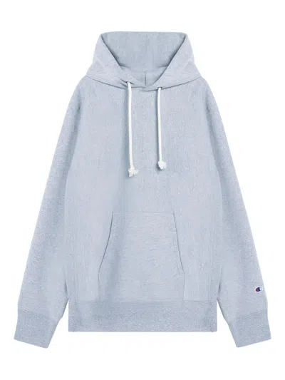Champion Logo Patch Hooded Sweatshirt In Blue