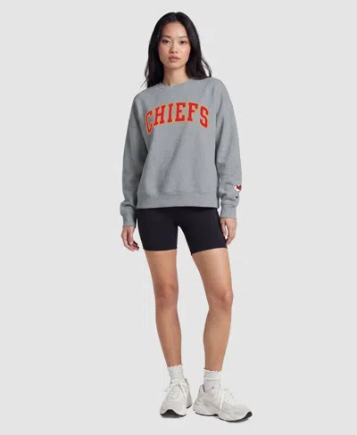 Champion Kansas City Chiefs Women's Contrast Lined Sweatshirt In Gray