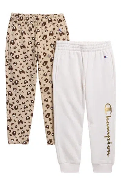 Champion Kids' 2-pack Assorted Joggers Set In Cream Heather