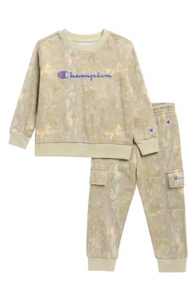 Champion Kids' Camo Sweatshirt & Cargo Pants Set In Tan