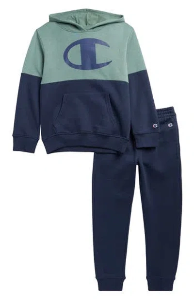 Champion Kids' Colorblock Fleece Hoodie & Joggers Set In Blue