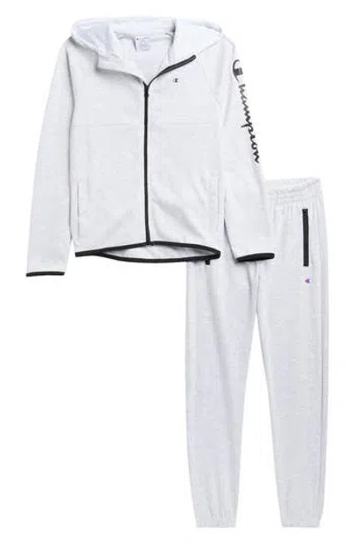 Champion Kids' Double Knit Zip Up Hoodie & Pants Set In White