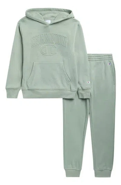 Champion Kids' Embossed Hoode & Joggers Set In Green