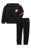 Champion Logo Fleece Hoodie & Joggers Set In Black