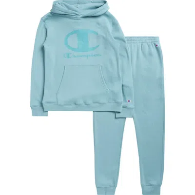 Champion Kids' Logo Hoodie & Joggers Set In Blue