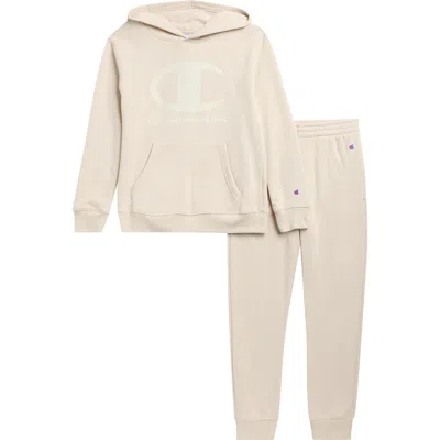 Champion Kids' Logo Hoodie & Joggers Set In Neutral