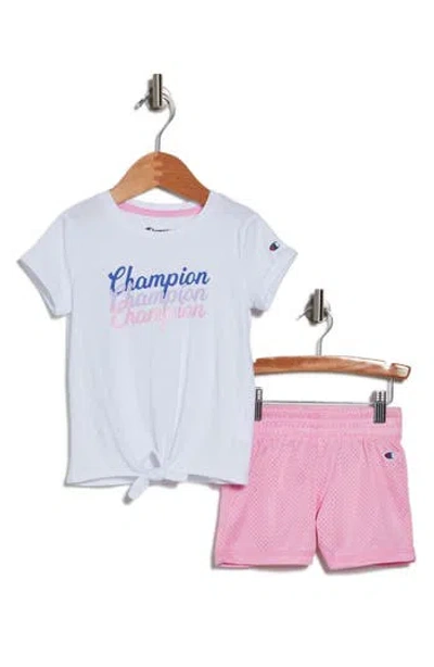 Champion Kids' Logo T-shirt & Shorts Set In Bright White