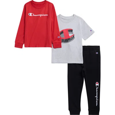 Champion Kids' Long Sleeve Graphic T-shirt, Graphic T-shirt And Joggers Set In Red