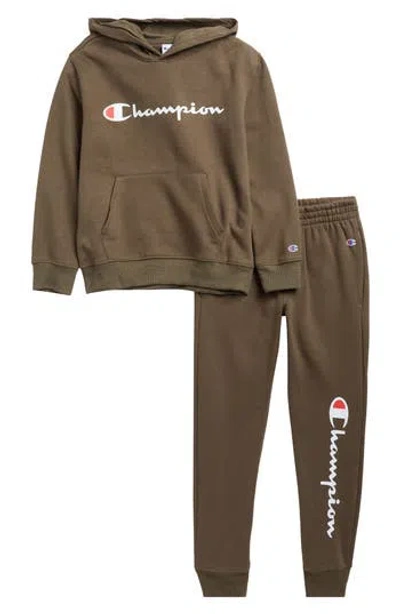 Champion Kids' Signature Graphic Hoodie & Joggers Set In Green
