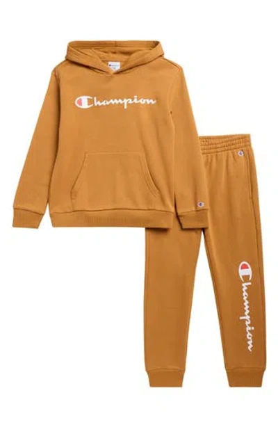 Champion Kids' Signature Hoodie & Joggers Set In Brown