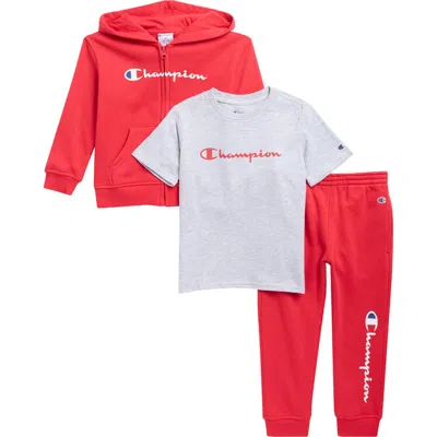 Champion Kids' Zip-up Hoodie, Graphic T-shirt & Joggers Set In Multi