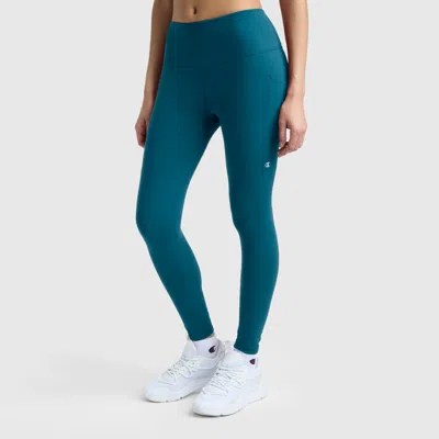 Champion Leggings, C Logo In Deep Teal