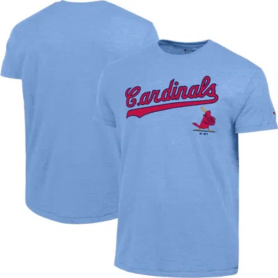 Champion Light Blue St. Louis Cardinals Cooperstown Wordmark Lockup Tri-blend T-shirt
