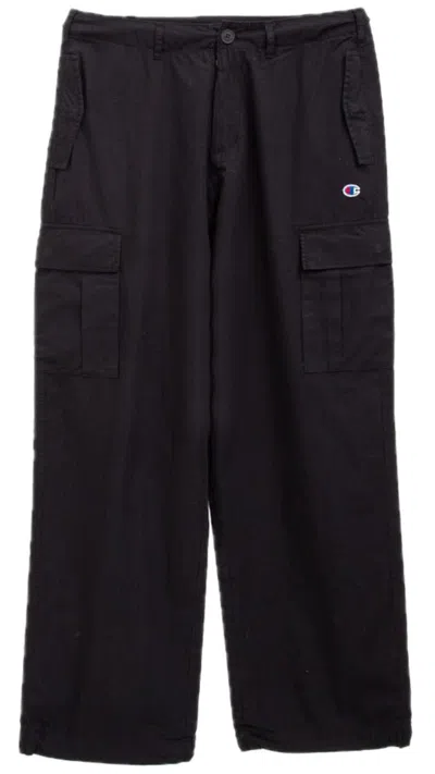 Champion Light Cotton Baggy Cargo Pants In Black